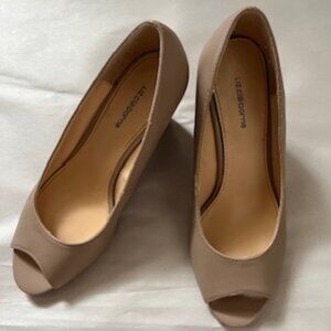 🧡Liz Claiborne Nude Paula Peep Toe Wedges Heel Shoes Women's 5.5